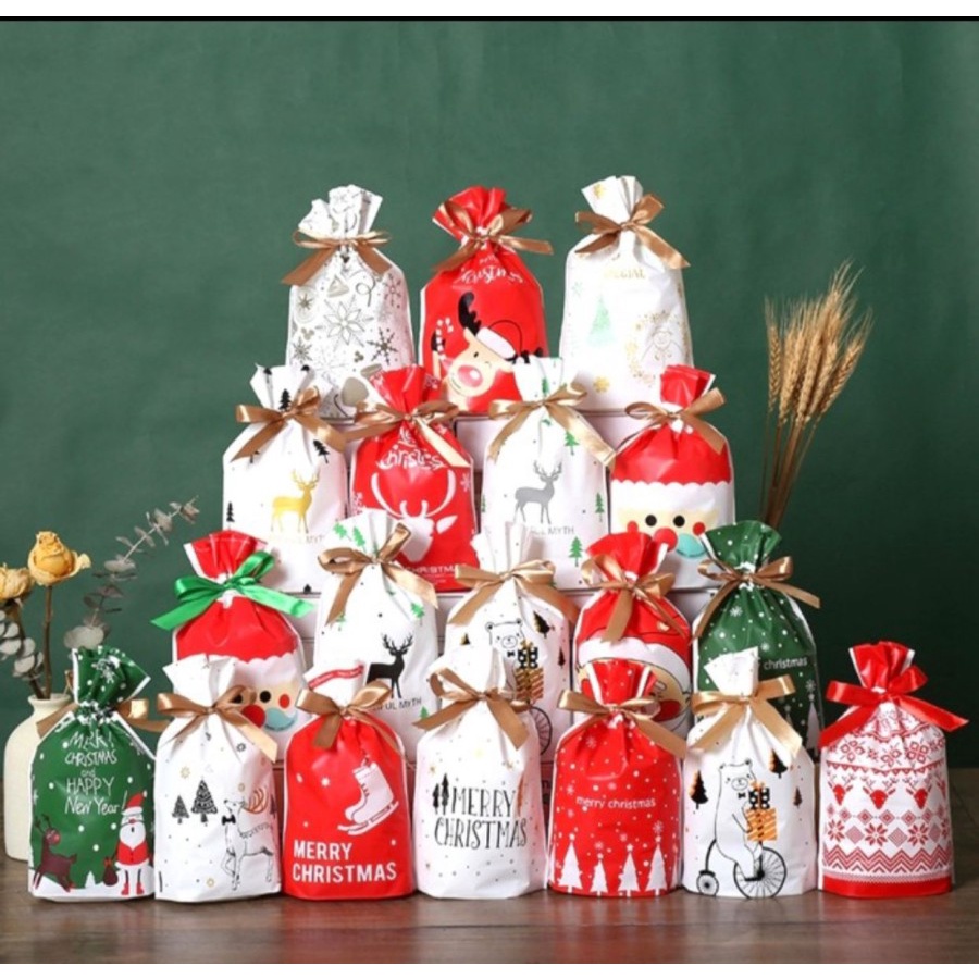

Christmas Plastic Goodie Bag/Kantong Plastik Souvenir Snack Natal 5pcs