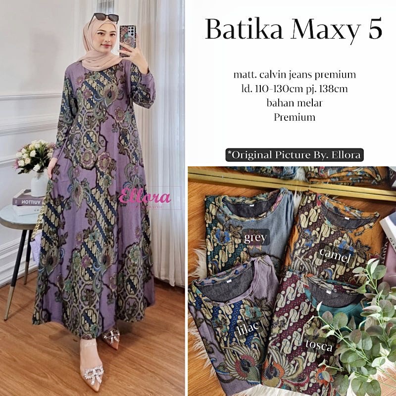 Batika Maxy 5- Gamis Calvin Jeans Terbaru LD100 &amp; LD110 / 022-7143 / 023-6905