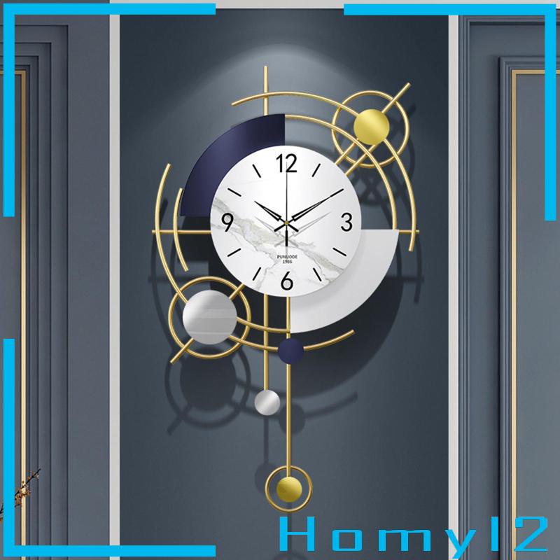 [HOMYL2] Jam Dinding Silent Dioperasikan Baterai Bahan Metal Tidak Berdetak Untuk Dekorasi Rumah Kantor