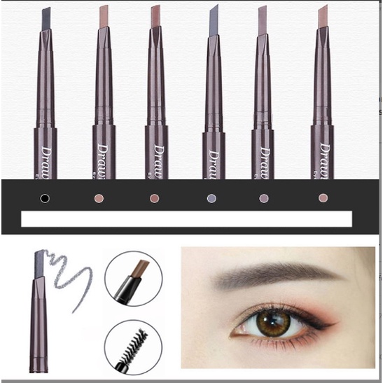 LAMEILA Geometry Colors Double Heads Eyebrows Pensil Alis Eyebrow Brush Waterproof Tahan Air