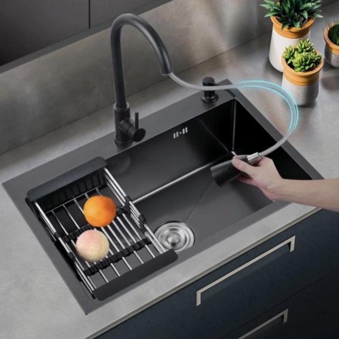 Kitchen Sink Bak Cuci Piring Valpra 6045 Hitam Stainless Steel