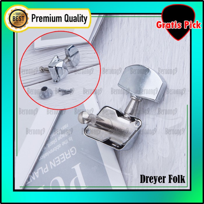 Dryer Gitar Tuning Peg Krom Pemutar Senar Gitar Kaleng Penutup Chrome