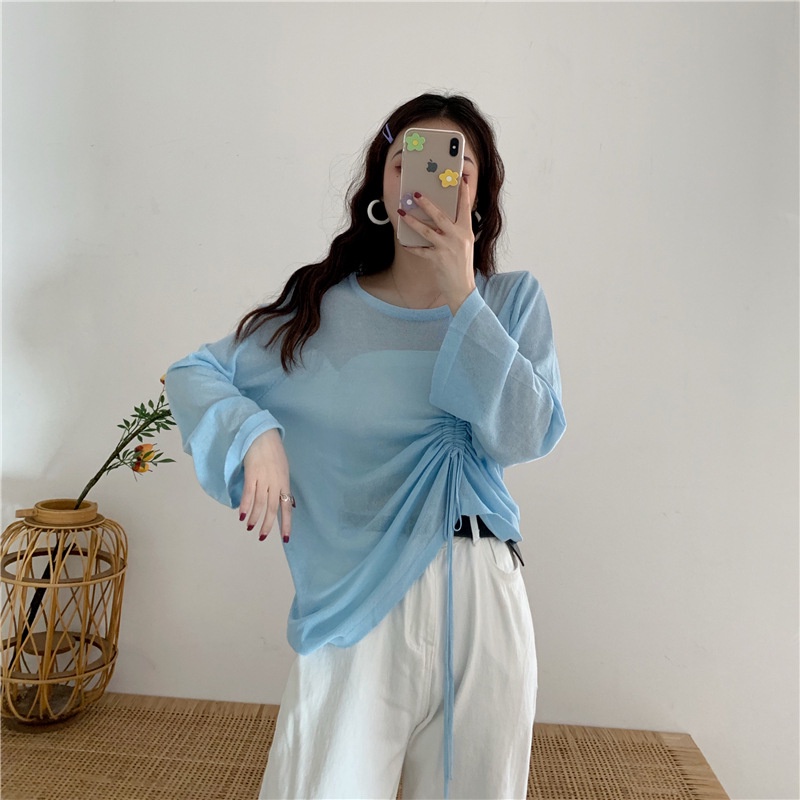 MOOGU ♡ Fashion lengan panjang blouse serut atasan wanita