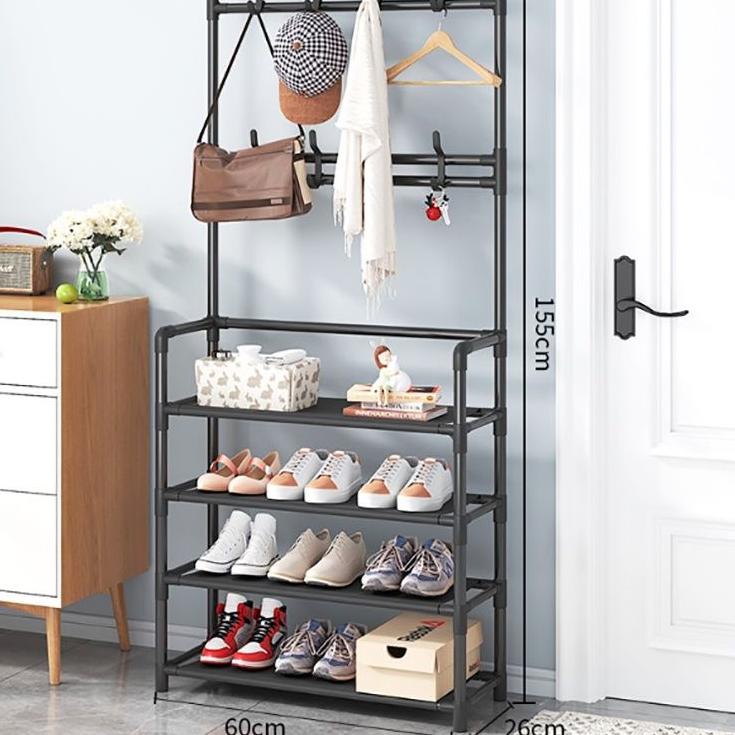 SIAP KIRIM Rak Gantungan Baju Stand Hanger & Rak Sepatu Penyimpan Jak dan topi sepatu & tas/Lemari S