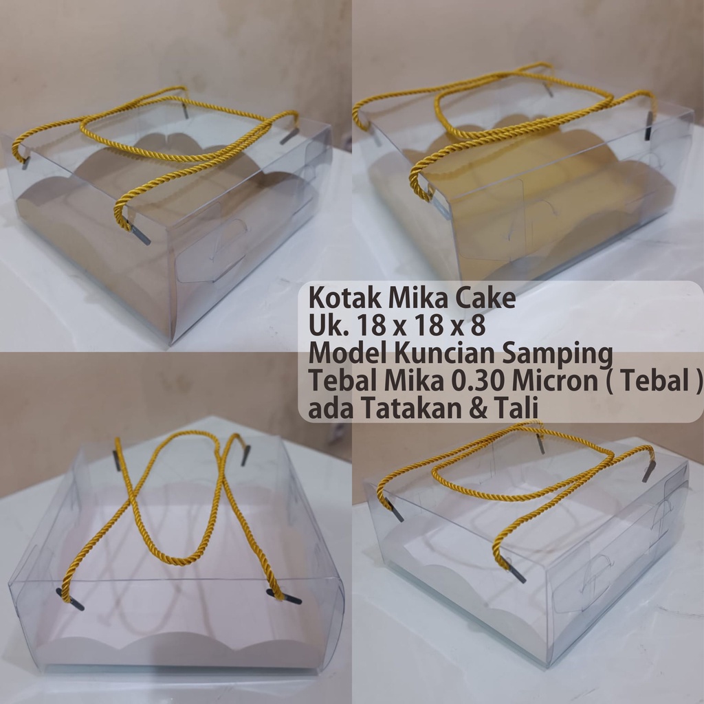 Kotak Mika Kemasan Cake Foodgrade Uk. 18 x 18 x 8 cm