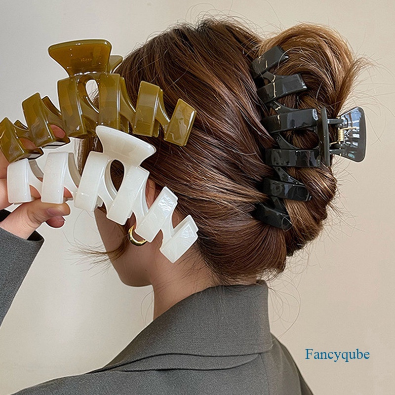 Fancyqube Wanita Besar Ponytail Rambut Klip Cakar Melubangi Keluar Jepit Rambut Hairgrip Hiasan Kepala Klip