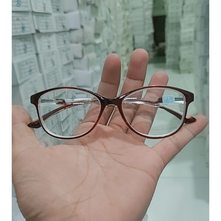 Kacamata Minus Cat Eye Frame Wanna Transparant  Free Box dan Lap ZC246MN