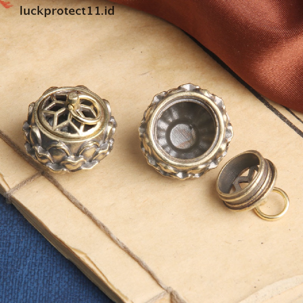 /Fashion Hot//// Kuningan Lotus Ch Tempat Dupa Lucky Key Chain Liontin Pill Wadah Botol.