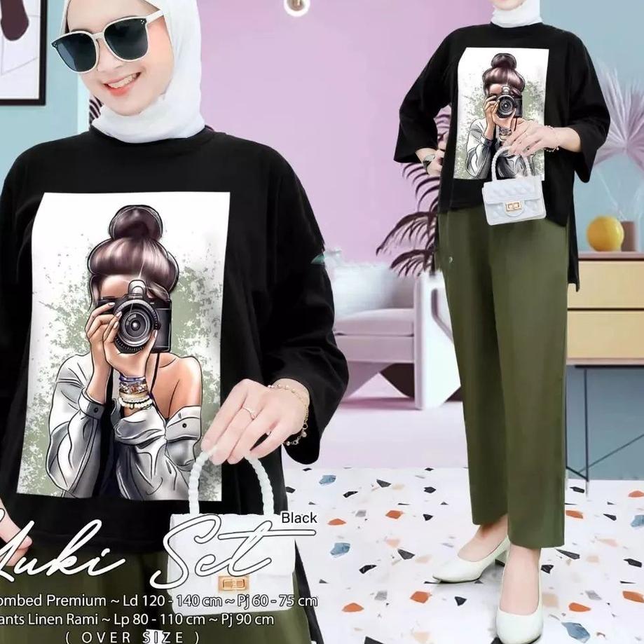 Tren Terbaru Yuki Set / Setelan Sablon Kekinian 2022 Blouse Combed Dan Celana Katun Dior / Pakaian S