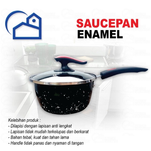 Panci Kuah Sup Enamel 20 cm Sauce Pan Anti Lengket dengan tutup - 4020 2001