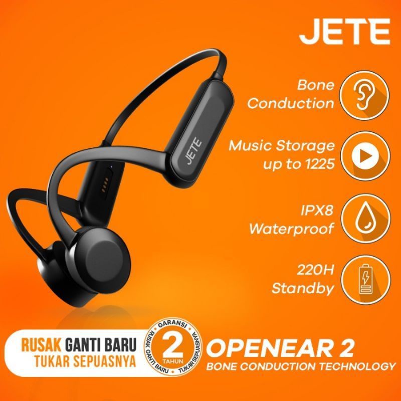 Headset Handsfree HF Bluetooth  JETE OPEN EAR 2 NEW - Garansi 2 Tahun