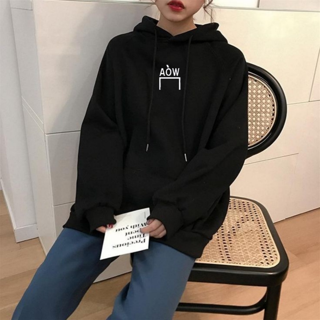 Hoodie Jacket AOW Sweater Pria Wanita Oversize Style Terkini Daily Korean Style Terbaru