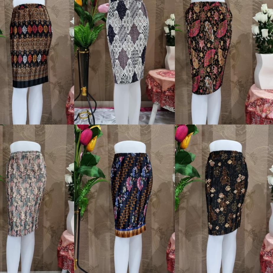 PROMO (COD) Plisket Batik pendek_Rok kebaya batik _ bawahan kebaya _ rok plisket kebaya pendek
