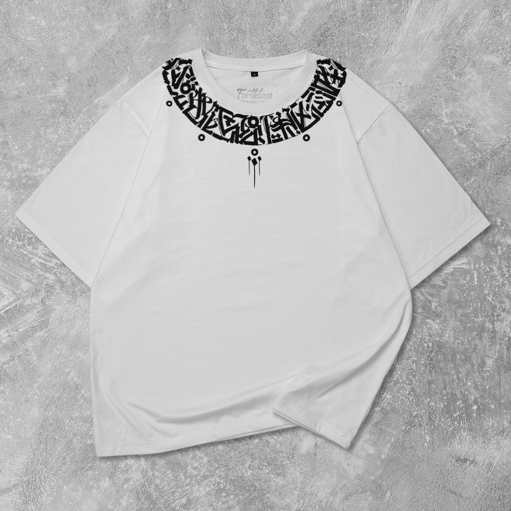 Fortglass Caligraphy Kaos Oversize T-Shirt Cowok Premium