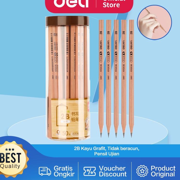 

[KODE BHAGB] Deli Graphite Pencil / Pensil Kayu Grafit 2B isi 12pcs 50pcs/BOX S907 S909