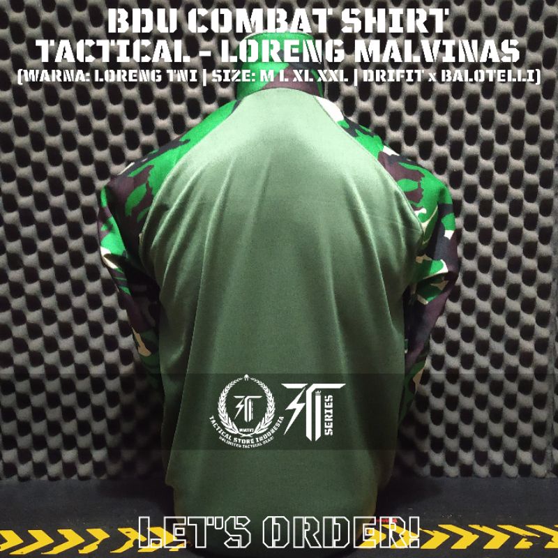 BDU Combat Shirt Loreng Malvinas Balotelli Drifit - Kaos Tactical Loreng TNI