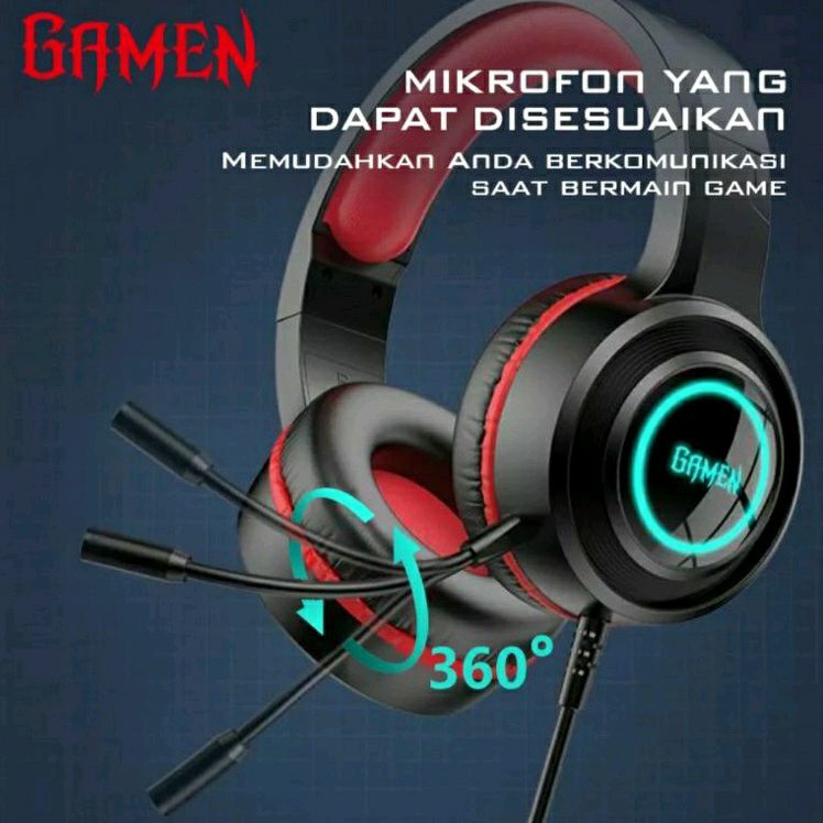 GAMEN Gaming Professional Headset/ Earphone / Headphone Gaming GH -100 Black 3D Soubd With Mic For PC lHeadphpone / Laptop