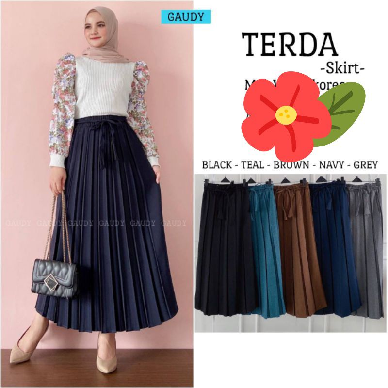 Rok Plisket Semi Wol -Rok Kerja Wanita Formal Model Rempel - Rok Terda Skirt Wood