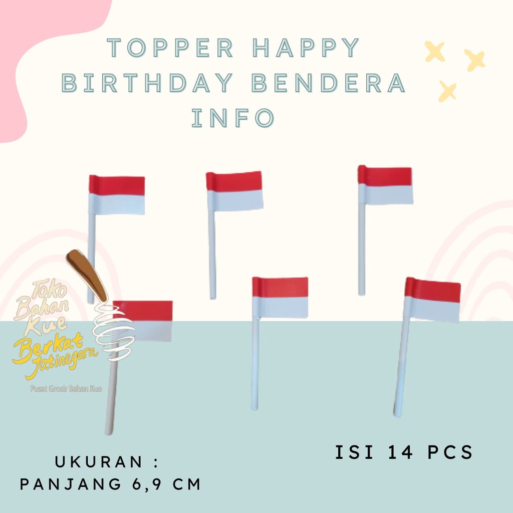 Jual Topper Happy Birthday Bendera Indonesia Hiasan Kue Dekorasi