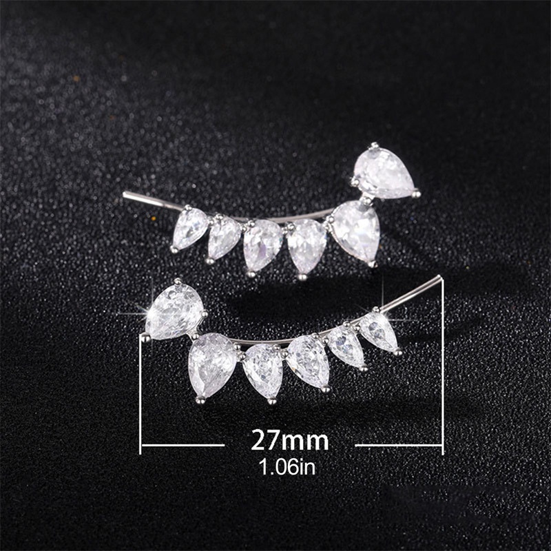 Bling Tetesan Air Bling Cubic Zirconia Anting Untuk Wanita Telinga Pendaki Fashion Dikontrak Wanita Anting Tindik Perhiasan