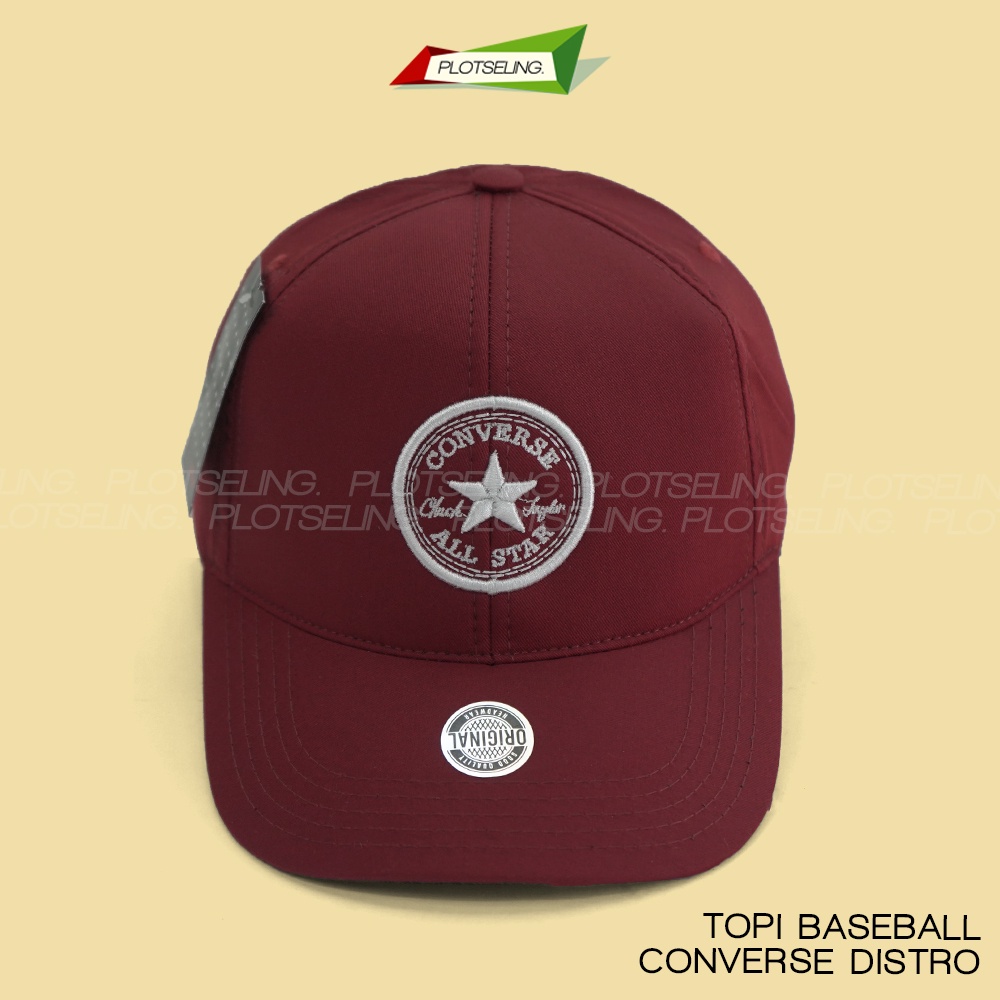 Topi Baseball Kasual CONVERSE Distro Pria Wanita Vintage Tebal Warna Abu Hitam Merah Clip Besi Bahan Katun Tebal Ukuran All Size