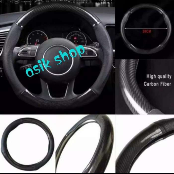 Sarung Stir Mobil VIOS GEN 2 Cover Stir Premium Carbon Setengah Kulit