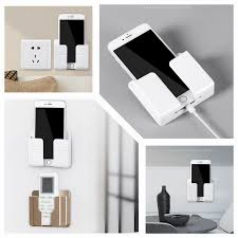HOLDER TEMPEL DINDING Warna hitam - HOLDER TEMPAT CAS HP REMOT TV AC