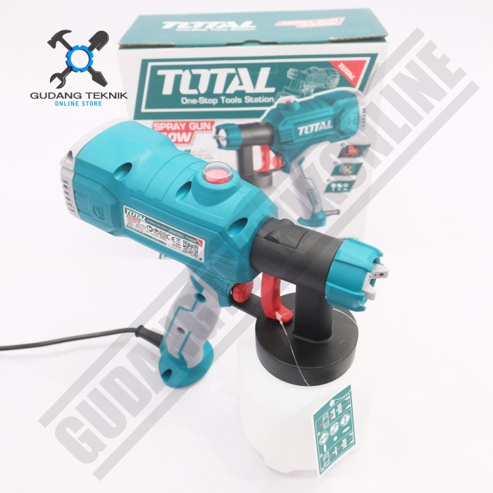 Spray Gun Semprotan Cat Tabung Bawah Elektrik 800ml TT3506 TOTAL / Spraygun Listrik Alat Semprot Cat Dinding Besi Kayu Listrik 800 ml 450 Watt TT-3506 TOTAL