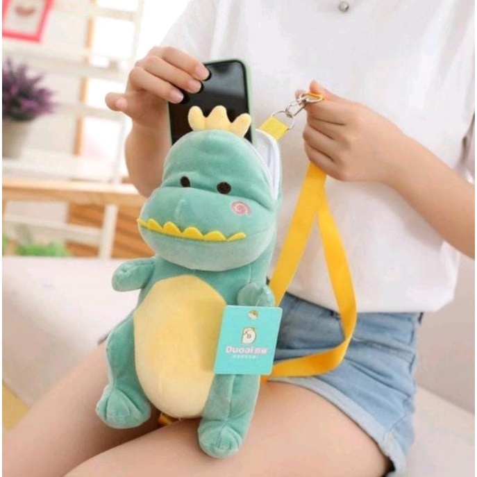 Boneka Motif Dinosaurus Tas Selempang Bahu Wanita Kartun Dinosaurus/Tas HP Tas boneka mini