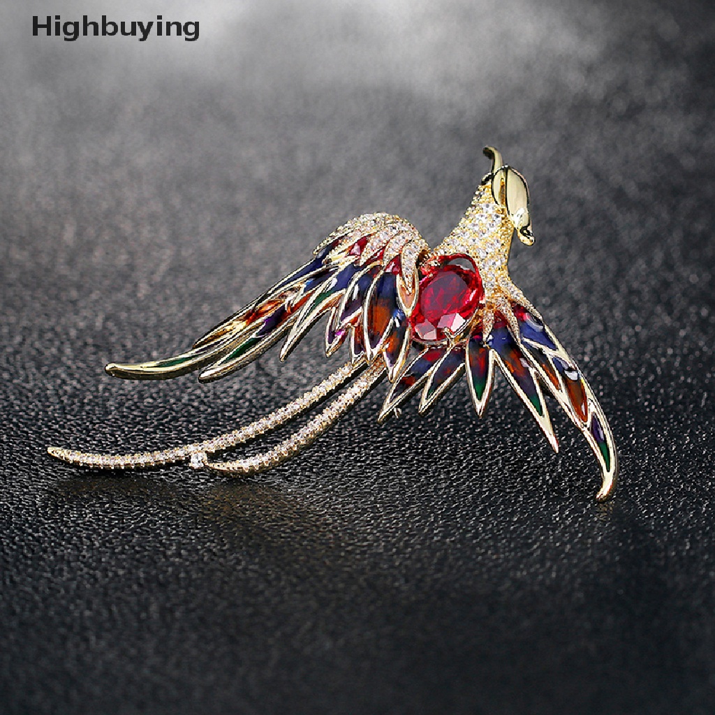 Hbid Baru Kristal Phoenix Burung Bros Enamel Warna-Warni Burung Bros Berlian Imitasi Hewan Pin Pesta Kantor Bros Pin Perhiasan Glory