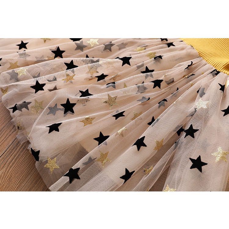 Dress Anak Perempuan Lengan Panjang Rok Tutu Motif Star