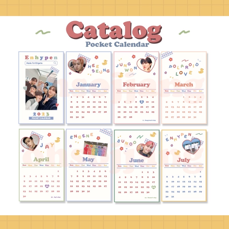 ENHYPEN MINI POCKET CALENDER 2023 SET SEASON GREETING ENGENE PAKET PHOTOCARD STICKER KEYRING