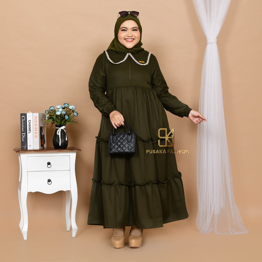 BELLA MAXY Gamis perempuan dewasa jumbo pakaian muslim wanita bigsize muat sampai 80kg ada size fashion muslimah terbaru long dress kekinian modern murahberkualitas warna putih hitam merah bata hijau army lilac kuning lemon mustard broken white dusty moca