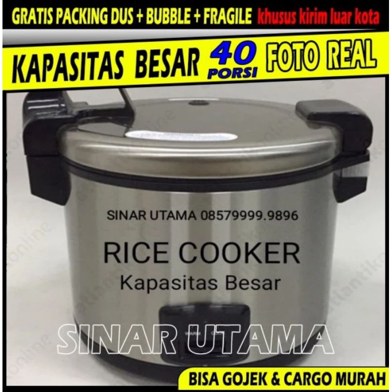 Rice Cooker Besar Jumbo 40 Porsi 20 Liter Restoran Catering Body Stainless Steel Elegant