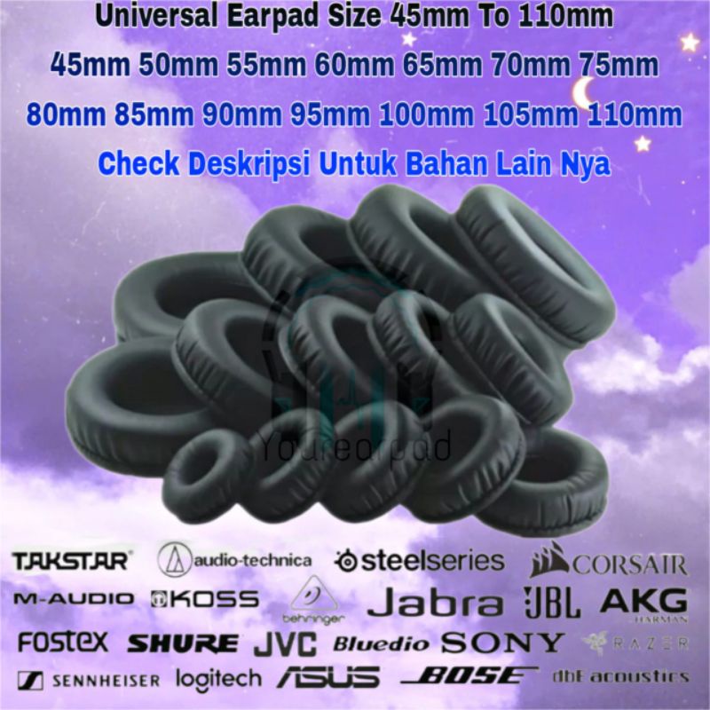 Earcup Busa Headset 45to110mm /spon Headphone Sony AKG Sennheiser ATH