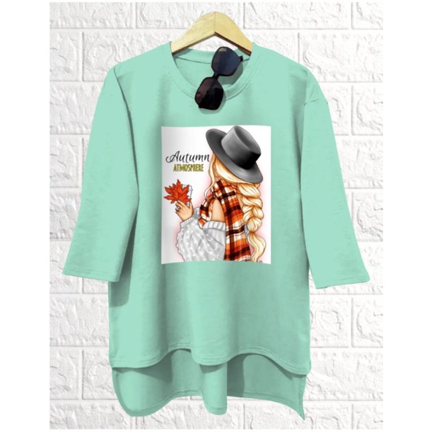 KAOS OVERSIZE WANITA AUTUMN LENGAN 3/4