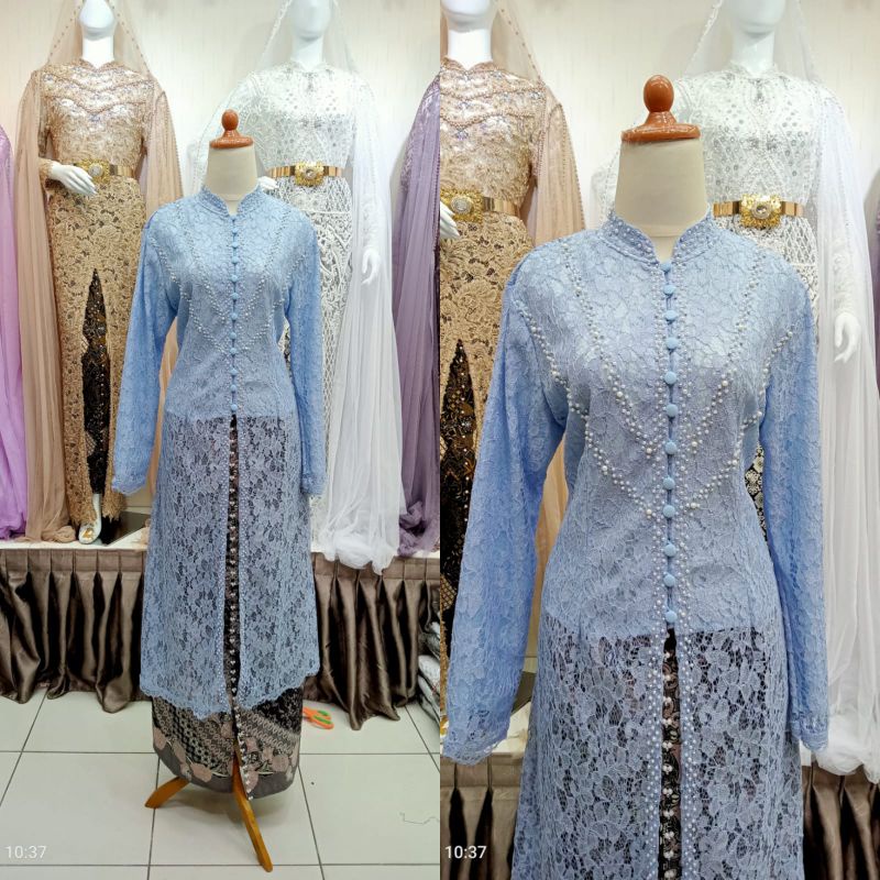 kebaya ibu besan mutiara model tunik satu set sama rok)