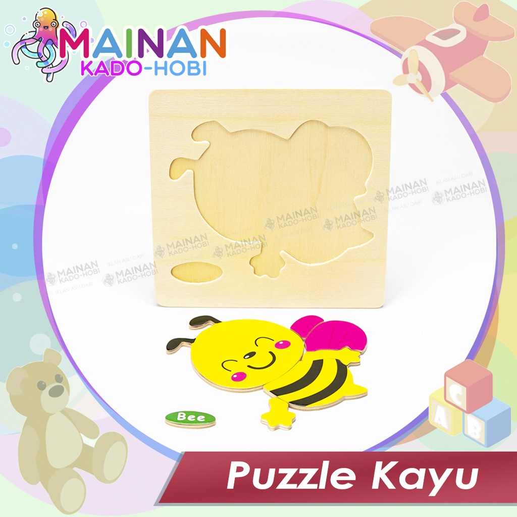 HADIAH ULANG TAHUN ANAK MAINAN PUZZLE KAYU ANIMAL LUCU HONEY BEE LEBAH