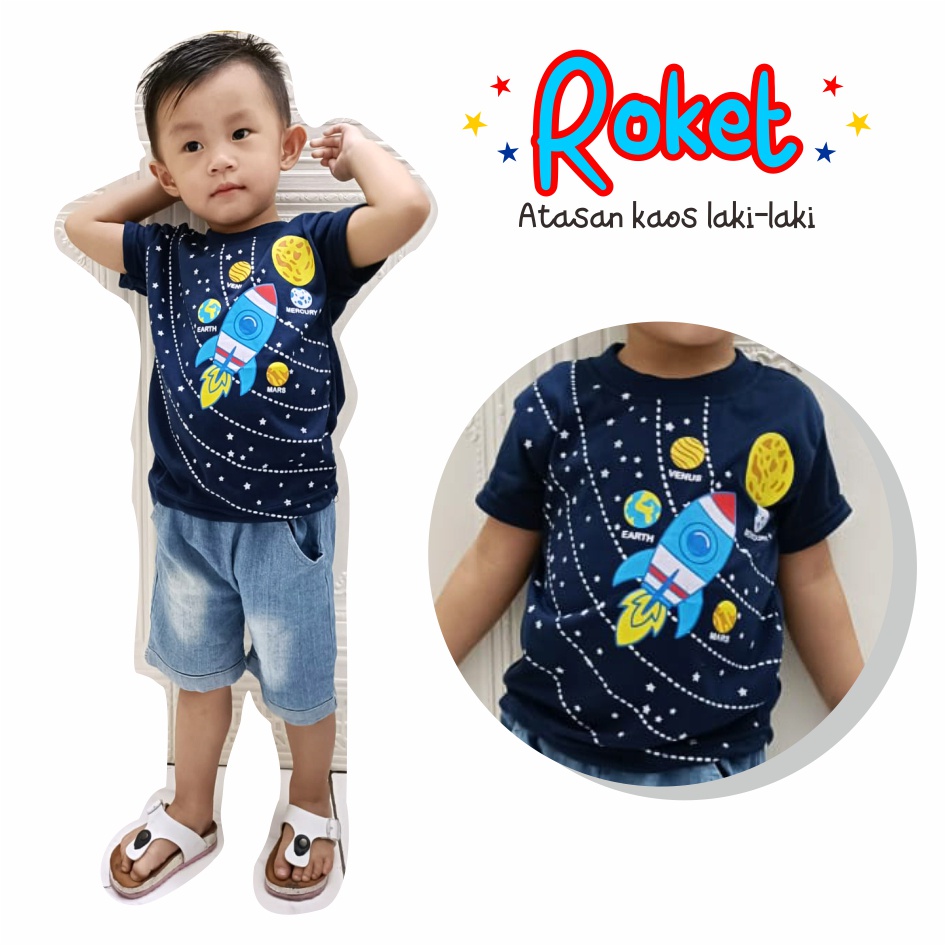 Atasan Kaos Anal Laki-Laki Roket CF Kids