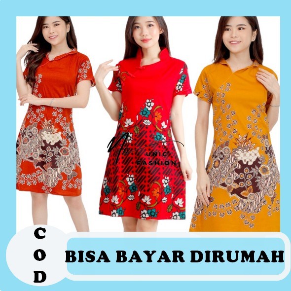 Pakaian Wanita Dress Pesta Terbaru Brukat Modern Trend Kekinian Pakaian Natal Imlek 2022 2023 Jumbo Midi Dress Import Lorenza Remaja Dewasa Gaun Kondangan Pendek Korean Style Model Trendy Mewah Ukuran L Xl Xxl Baju Kebay Unic Fashion-Dress Batik Cheong