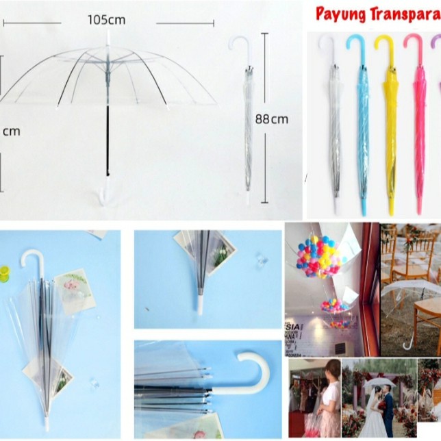 Payung Lipat 8 Jari Transparan / Payung Tembus Pandang Korean Style