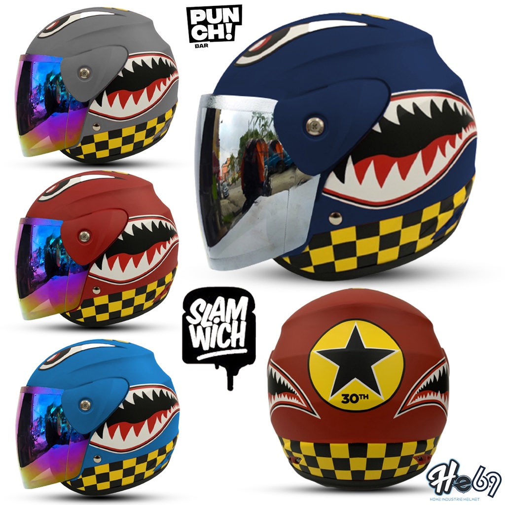 Helm Half Face Evolution Seperti Helm GM ORIGINAL Motif Shark SNI COD