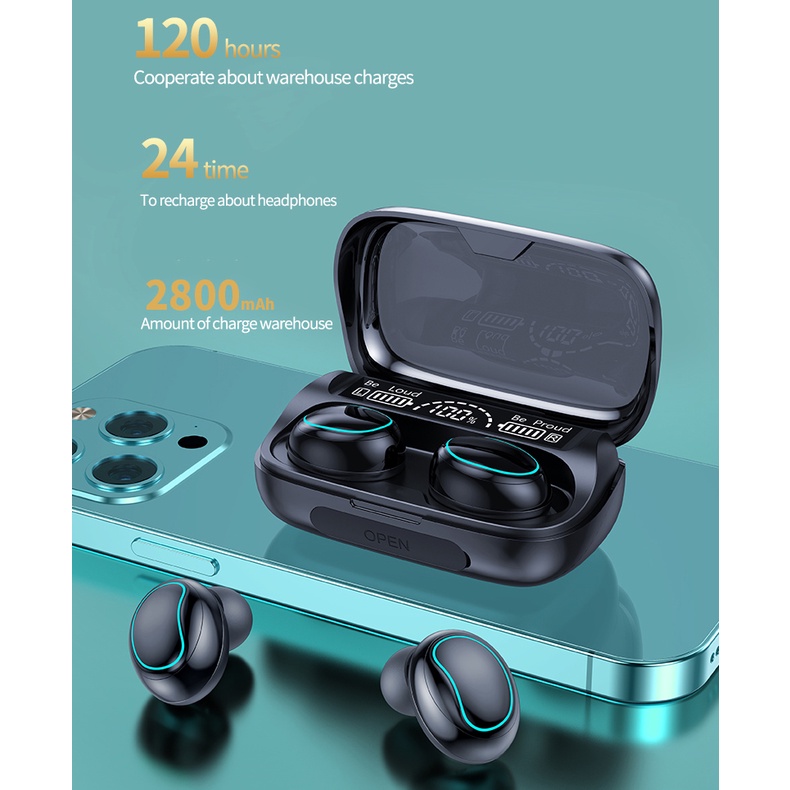 Matei  HeadsetBluetooth Earphone TWS Wireless G36 Earphone LED Earbud 9D Bluetooth 5.3  Dengan Mic