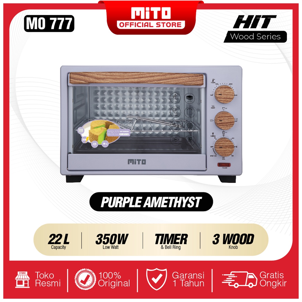 MITO Oven Listrik HIT Wood Series MO777 22L Original Pemanggang Kue dan Makanan