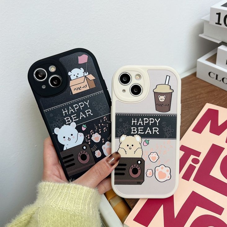 Couple Soft Case OPPO A9 A5 A31 A53 A33 2020 A7 A5S A12 A11K F9 Pro A74 A95 F11 A15 A15S A35 A52 A92 A54 A36 A76 A96 A94 A55 A16K A16E A54 A83 A57 A1K A3S Happy Bear Cute