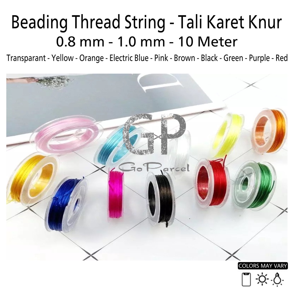 ( Rol 10 Meter ) ELASTIC CRYSTAL BAND - NYLON THREAD - TALI SENAR KARET ELASTIC KENUR BENING / ELASTIS KNUR WARNA 0.8MM