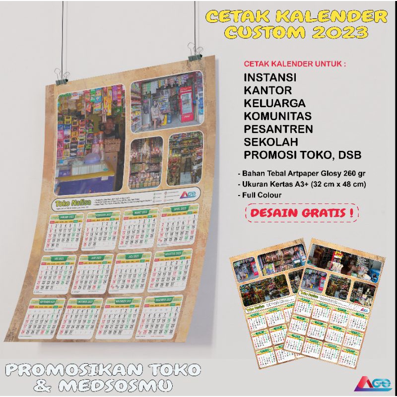 

Kalender Dinding Custom Foto Promosi Toko Warung Pedagang Bahan Tebal Artpaper Glossy 260 gram Kalender Gift Kado Souvenir Murah