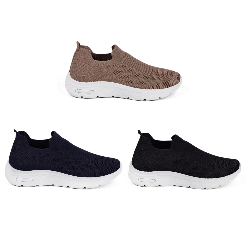 Sepatu Sneakers Slip On Pria Rajut Import Sport Shoes Casual Fashion Warna Warni TPR7101