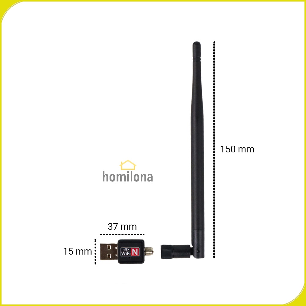 Dongle WiFi Set Top Box MediaTek 7601 Chipset Wireless USB Adapter 802.11N 150Mbps with Antena Taffware Black