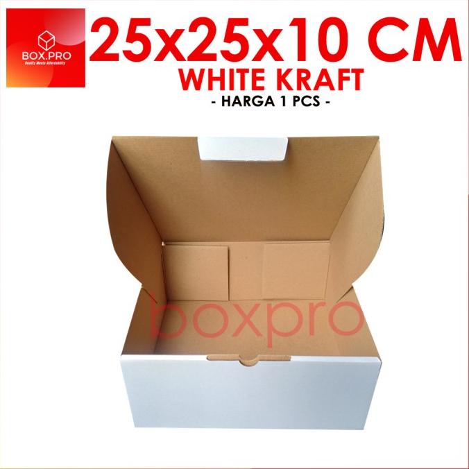 

Kardus PUTIH uk 25x25x10 cm (ECER) Die Cut Box Kotak Packing Baju
